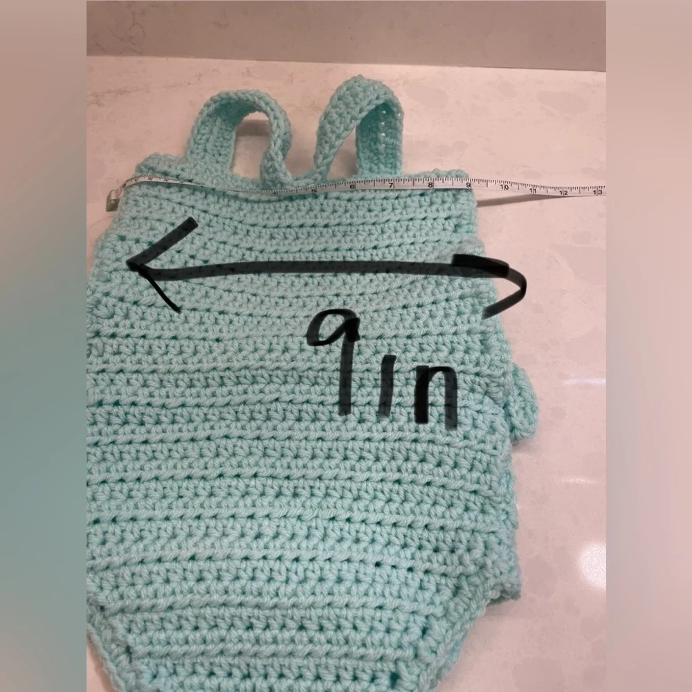 Beautiful Crochet Aqua Blue‎ Onesie Romper Body Suit 6-12 Months Spring /Summer